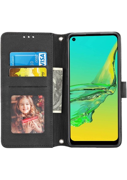Oppo Için Flip Case A53 4g Darbeye Koruyucu Kickstand Cüzdan Kılıf Pu (Yurt Dışından)