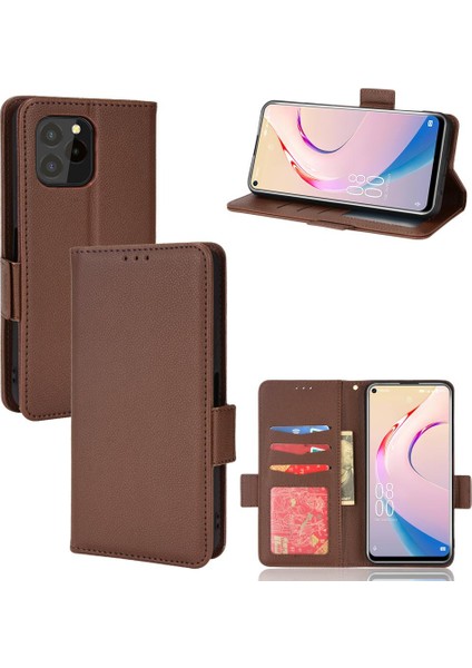 Oukitel C21 Pro Pu Deri Kart Yuvaları Için Kılıf Tutucu Manyetik Cüzdan Yan (Yurt Dışından)