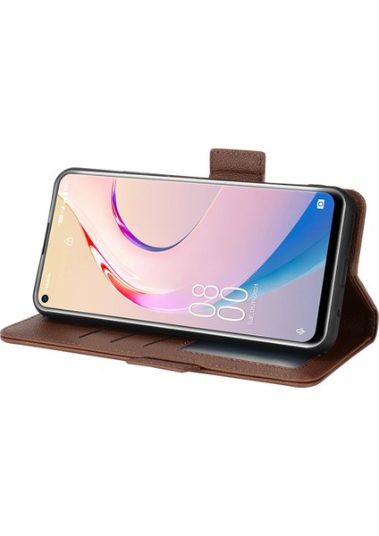 Oukitel C21 Pro Pu Deri Kart Yuvaları Için Kılıf Tutucu Manyetik Cüzdan Yan (Yurt Dışından)