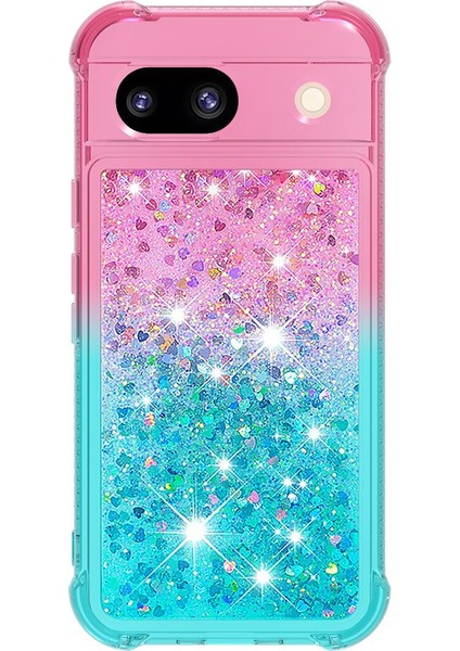 Google Piksel 8A Akan Sparkle Hareketli Kapak Temizle Tampon Sıvı Için Kılıf (Yurt Dışından) modelleri