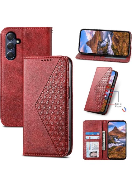 Samsung Galaxy M54 Cüzdan Için Flip Case El Kayışı Standı Günlük Kullanım Eşkenar Dörtgen (Yurt Dışından)