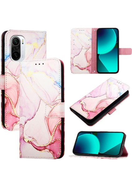 Xiaomi Poco F3 Pu Deri Cüzdan Mermer Desen Kickstand Için Kılıf (Yurt Dışından)