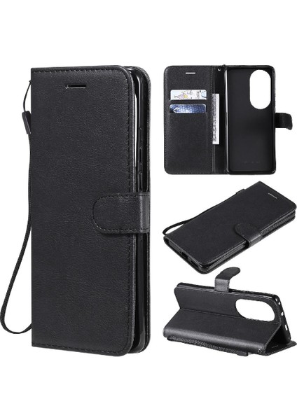 Kart Yuvası Iş ile Huawei P50 Pro Klasik Düz Renk Için Flip Case (Yurt Dışından)