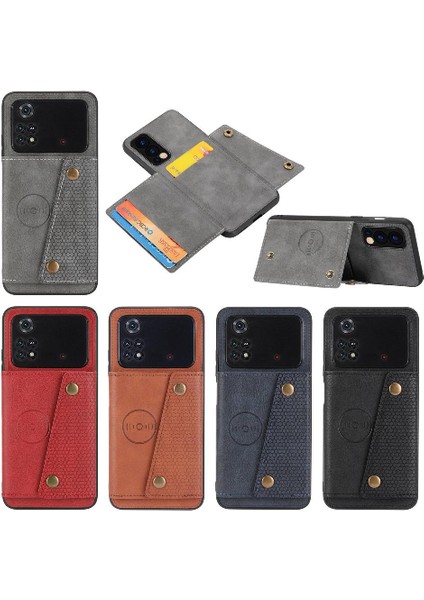 Cüzdan Kılıf Xiaomi Poco M4 Pro Buit Demir Darbeye Koruyucu Kart (Yurt Dışından)