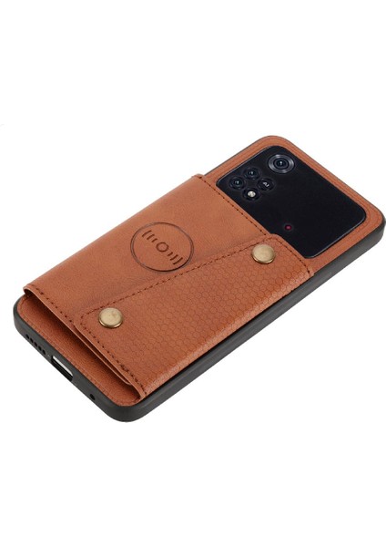 Cüzdan Kılıf Xiaomi Poco M4 Pro Buit Demir Darbeye Koruyucu Kart (Yurt Dışından)