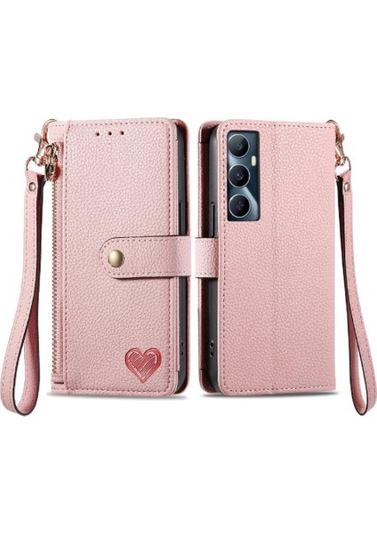 Realme C65 Aşk Fermuar Cüzdan Deri Kılıf Için Flip Case Darbeye (Yurt Dışından)