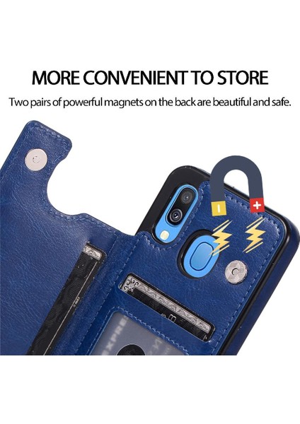 Kart Sahibi ile Samsung Galaxy A40 Pu Deri Kart Yuvaları Için Cüzdan Kılıf (Yurt Dışından)