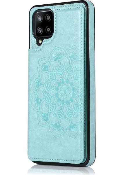 Samsung Galaxy A12 5g Çift Düğmeler Için Kart Tutucu Kılıf ile Cüzdan Çevirin (Yurt Dışından)