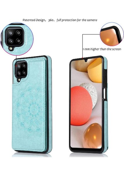 Samsung Galaxy A12 5g Çift Düğmeler Için Kart Tutucu Kılıf ile Cüzdan Çevirin (Yurt Dışından)
