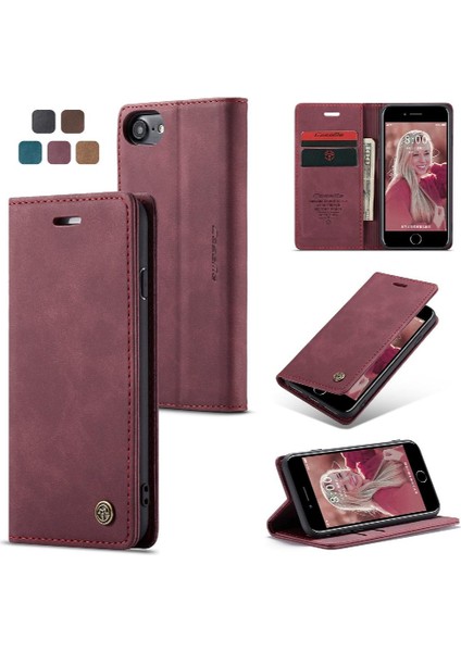 Iphone 7/8 Için Flip Case Manyetik Kapatma Darbeye Vintage Pu Deri (Yurt Dışından)
