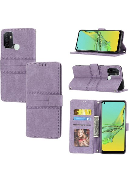 Oppo Için Flip Case A53 4g Darbeye Koruyucu Kickstand Cüzdan Kılıf Pu (Yurt Dışından)