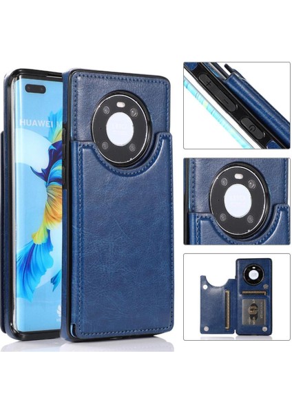 Kart Tutucu Kart Yuvaları ile Huawei Mate 40 Için Cüzdan Durumda Çift Manyetik (Yurt Dışından)