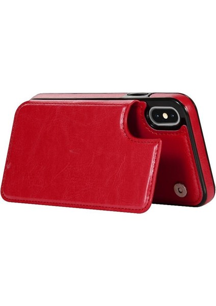 Kart Tutucu Kickstand Çift Manyetik ile IPhone Xs Max Için Cüzdan Kılıf (Yurt Dışından)