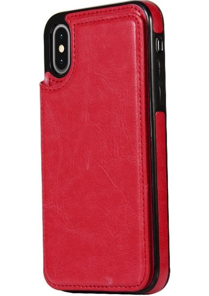 Kart Tutucu Kickstand Çift Manyetik ile IPhone Xs Max Için Cüzdan Kılıf (Yurt Dışından)