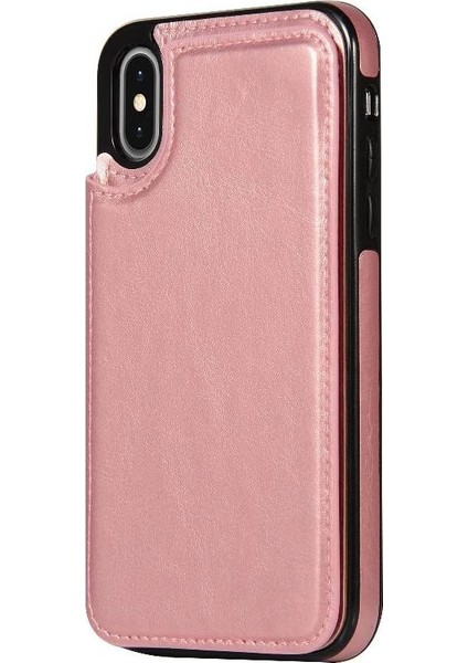 Kart Tutucu Kickstand Çift Manyetik ile IPhone Xs Max Için Cüzdan Kılıf (Yurt Dışından)