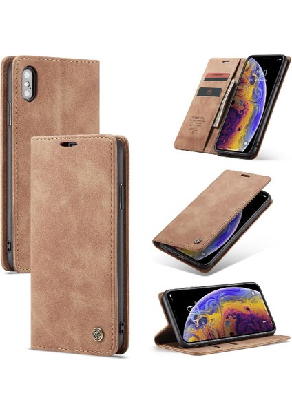 Iphone Xs Max Flip Folio Kitap Kılıf Için Flip Case Kart Yuvası Kickstand Pu (Yurt Dışından)