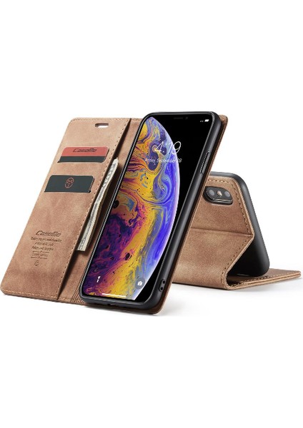 Iphone Xs Max Flip Folio Kitap Kılıf Için Flip Case Kart Yuvası Kickstand Pu (Yurt Dışından)