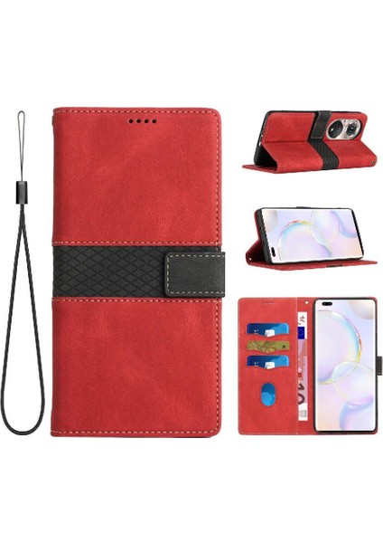 Cüzdan Kılıf Için Huawei P50 Pro Kart Yuvası Bilek Kayışı Çizilmeye Dayanıklı (Yurt Dışından)
