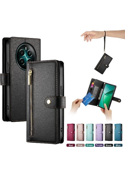 Realme 12 Artı Cüzdan Bölmesi Kickstand Için Flip Case Çok Fonksiyonlu (Yurt Dışından)
