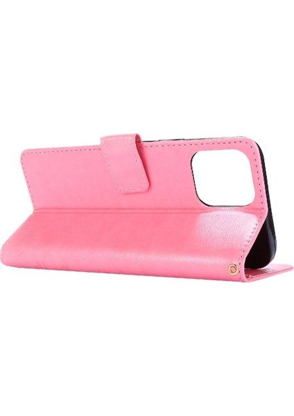 IPhone 14 Için Filp Durumda Pro Kart Tutucu Kickstand Bilek Kayışı Manyetik Pu (Yurt Dışından)