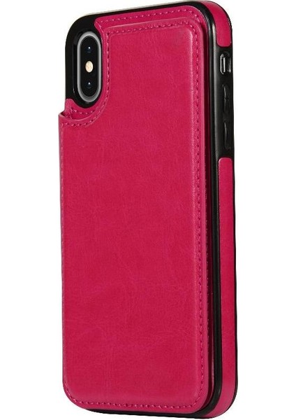 Kart Tutucu Kickstand Çift Manyetik ile IPhone Xs Max Için Cüzdan Kılıf (Yurt Dışından)