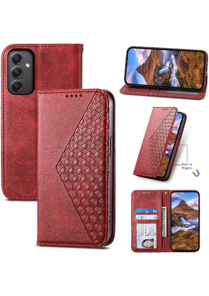 Samsung Galaxy M34 5g Eşkenar Dörtgen Şekli Cüzdan Günlük Kullanım El Için Flip Case (Yurt Dışından)