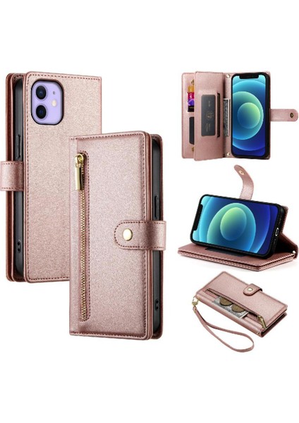 IPhone 12 Mini Bilek Kayışı Cüzdan Bölmesi Kart Yuvaları Için Flip Case (Yurt Dışından)