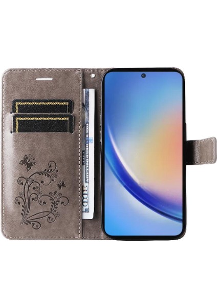 Samsung Galaxy A35 5g Pu Deri Kılıf Kart Yuvası Standı ile Darbeye (Yurt Dışından)