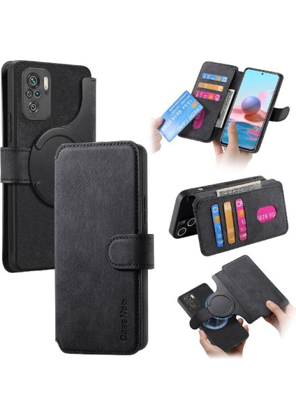 Xiaomi Redmi Not 10 Için Flip Case 4g Cüzdan Kart Standı Mıknatıs Koruyucu (Yurt Dışından)