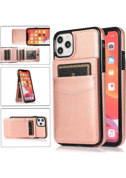 IPhone 11 Pro Max Kart Tutucu Kılıf Cüzdan Manyetik Toka ile Uyumlu (Yurt Dışından)