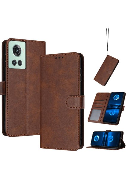 Oneplus 10R 5g Kickstand Için Flip Case Toka Saf Pu ile Kart Yuvası ile (Yurt Dışından)