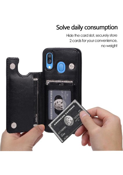 Kart Sahibi ile Samsung Galaxy A40 Pu Deri Kart Yuvaları Için Cüzdan Kılıf (Yurt Dışından)