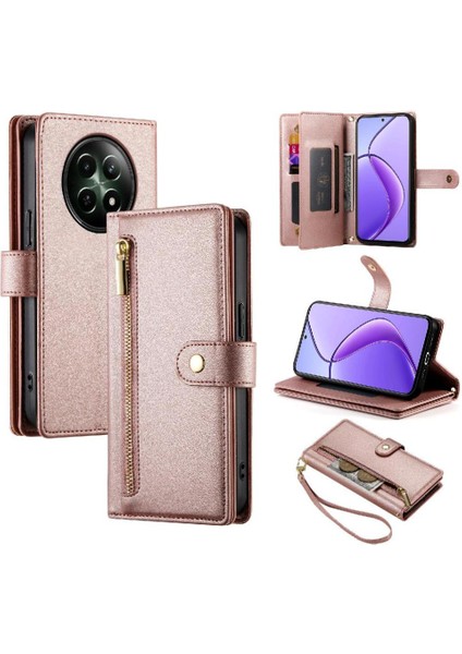 Realme 12 5g Bilek Kayışı Çok Fonksiyonlu Kart Yuvaları Cüzdan Için Flip Case (Yurt Dışından) modelleri