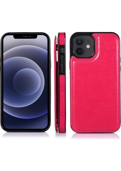 Kart Tutucu Çift Manyetik ile IPhone 12 Mini Kickstand Için Cüzdan Kılıf (Yurt Dışından)