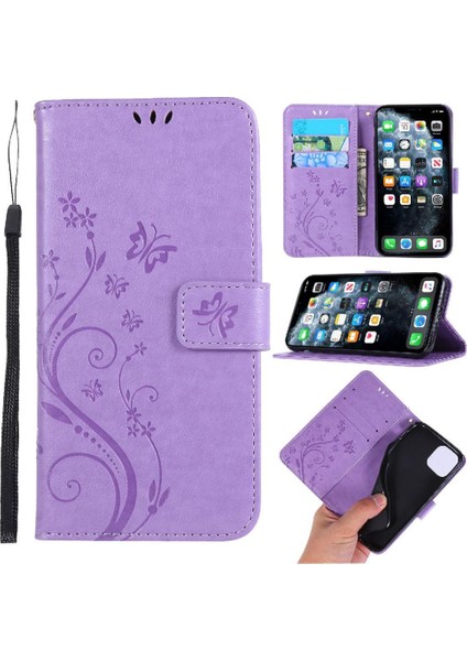 IPhone 12 Için Filp Durumda Pro Max Kart Tutucu Bilek Kayışı Pu Deri Kapatma (Yurt Dışından)