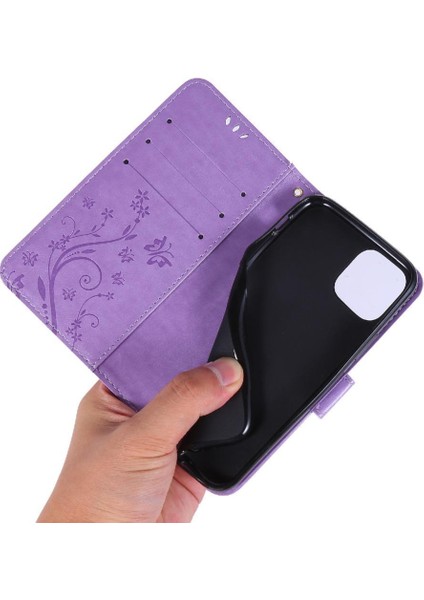 IPhone 12 Için Filp Durumda Pro Max Kart Tutucu Bilek Kayışı Pu Deri Kapatma (Yurt Dışından)
