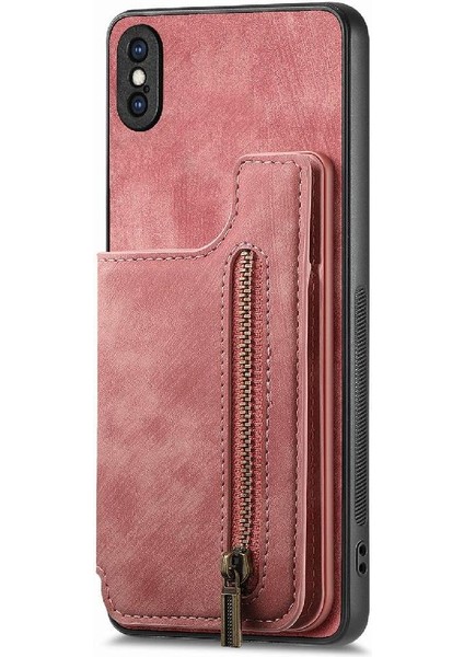 IPhone X/xs Vintage Fermuar Cüzdan Katlanabilir Arka Kapak Standı (Yurt Dışından)