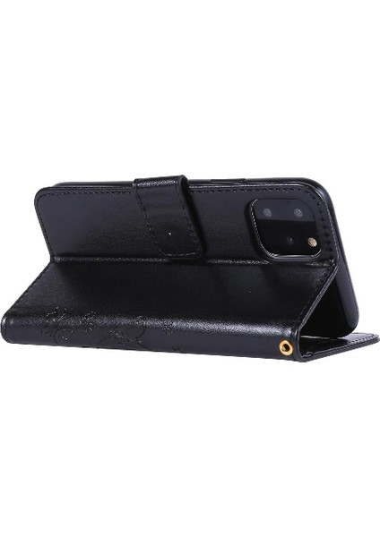 IPhone 11 Için Filp Durumda Pro Max Kart Tutucu Bilek Kayışı Kickstand Pu (Yurt Dışından)