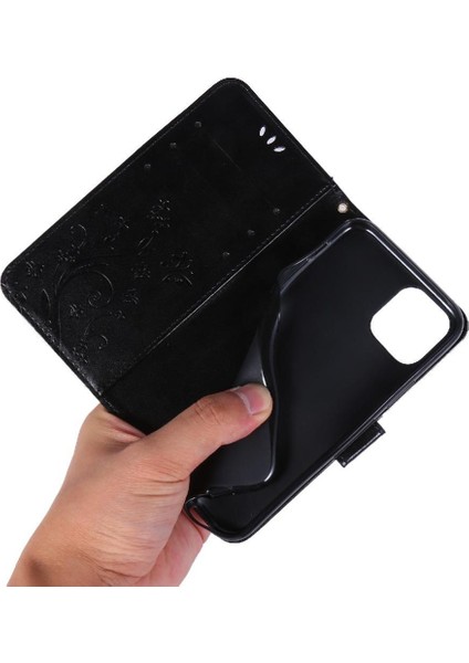 IPhone 11 Için Filp Durumda Pro Max Kart Tutucu Bilek Kayışı Kickstand Pu (Yurt Dışından)