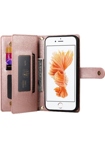 SZY Mall IPhone 6 Için Flip Case Çok Fonksiyonlu Kart Yuvaları Kickstand Cüzdan Bilek (Yurt Dışından)