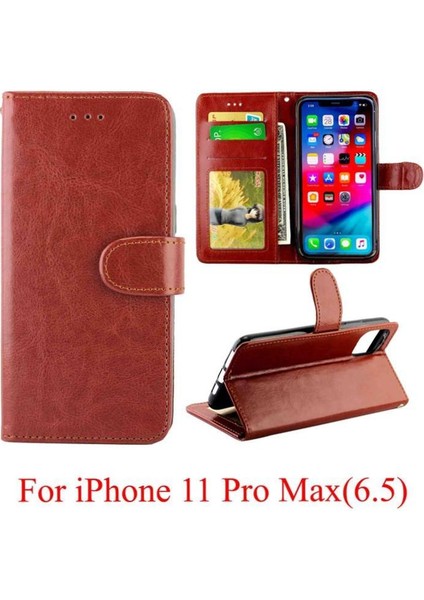 IPhone 11 Için Flip Case Pro Max Darbeye Pu Deri Kickstand Kart (Yurt Dışından)