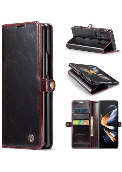 Samsung Galaxy Z Için Flip Case Fold 3 5g Kart Tutucu Retro Cüzdan Kapak (Yurt Dışından)