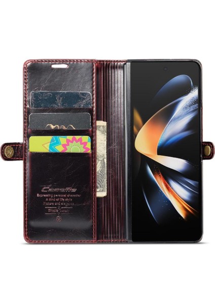 Samsung Galaxy Z Için Flip Case Fold 3 5g Kart Tutucu Retro Cüzdan Kapak (Yurt Dışından)