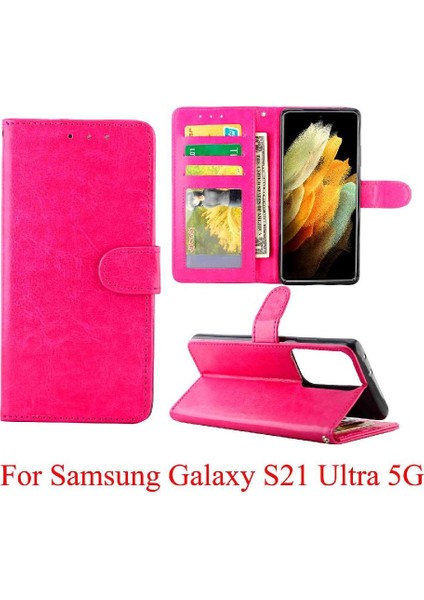 Samsung Galaxy S21 Ultra 5g Kart Tutucu Kickstand Manyetik Için Flip Case (Yurt Dışından)