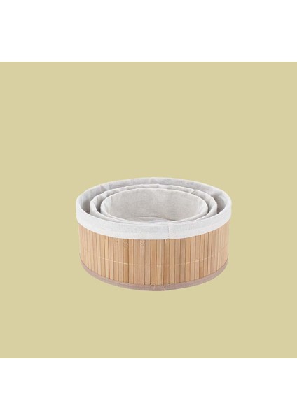 Bambu Yuvarlak Organizer Sepet 3 Lü Sepet Takımı