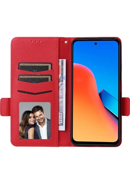 Xiaomi Redmi Için 12 4g Yan Toka Pu Deri Manyetik Kart Yuvaları (Yurt Dışından)