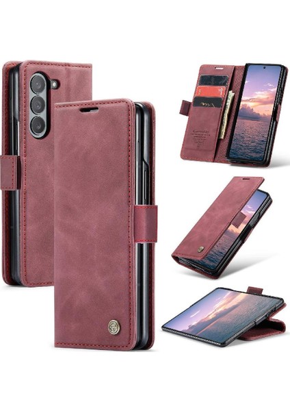 SZY Mall Samsung Galaxy Z Için Flip Case Fold 6 5g Kılıf Kart Yuvası Kickstand Manyetik (Yurt Dışından)