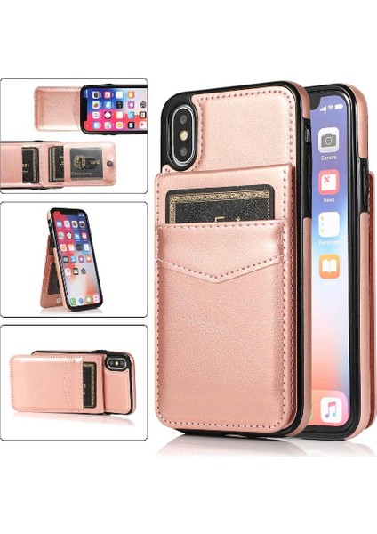 Kredi Manyetik Toka Kılıfı ile IPhone Xs Max Kart Tutucu ile Uyumlu (Yurt Dışından)