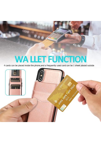 Kredi Manyetik Toka Kılıfı ile IPhone Xs Max Kart Tutucu ile Uyumlu (Yurt Dışından)