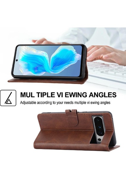 Google Piksel 8 Pro Kabartmalı Kickstand Manyetik Kapatma Için Cüzdan Kılıf (Yurt Dışından)